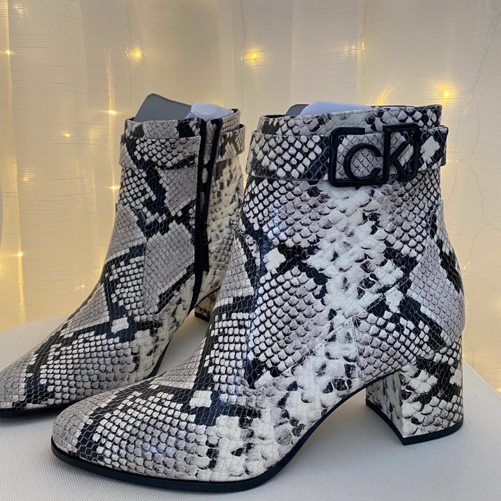 Calvin Klein Snakeskin Booties
